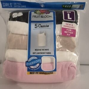 Fruit of the Loom Girls 5-Pack Camis - Black, White, Pink, Beige